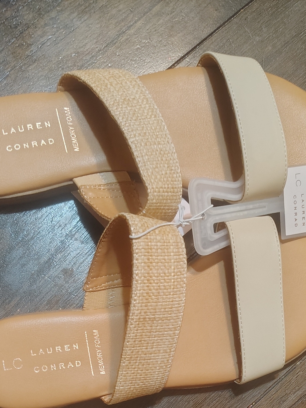 LC Lauren Conrad Beige and Tan Dual-Strap Sandals